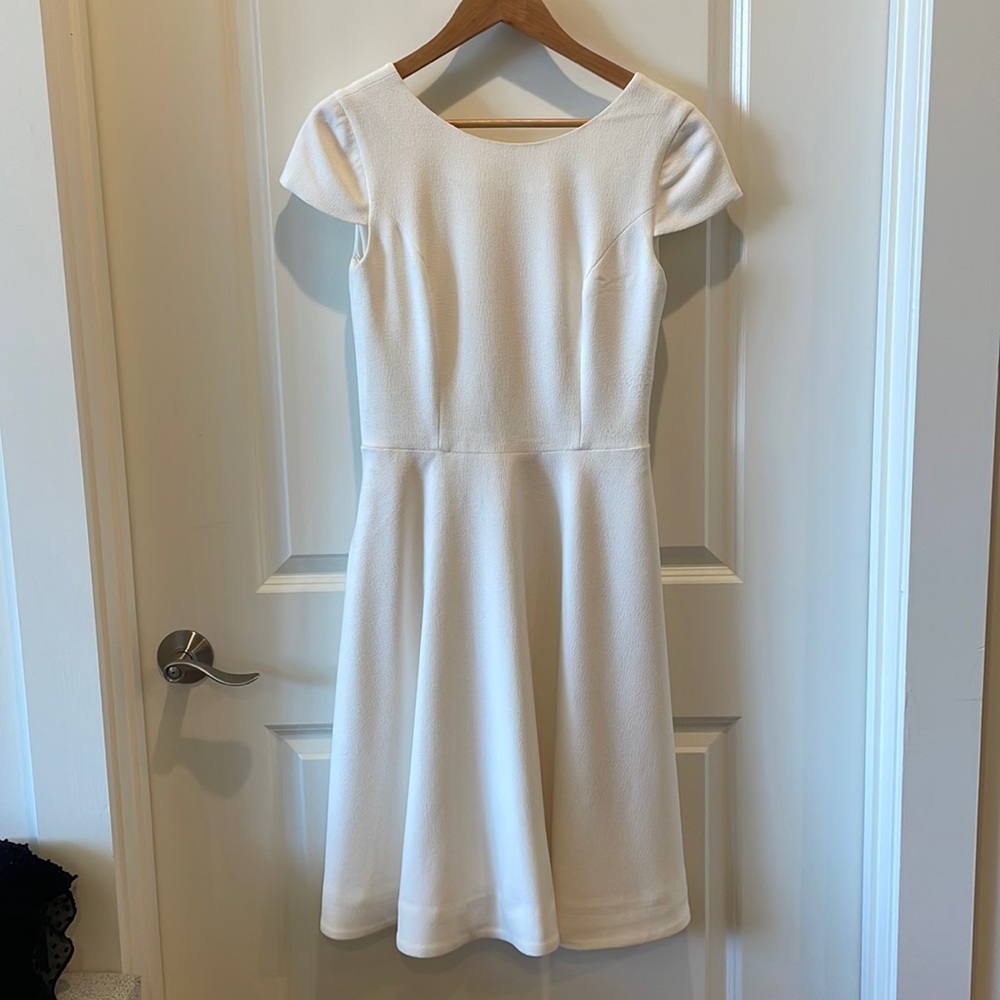Dress the Population White Midi Fit-and-Flare Dress